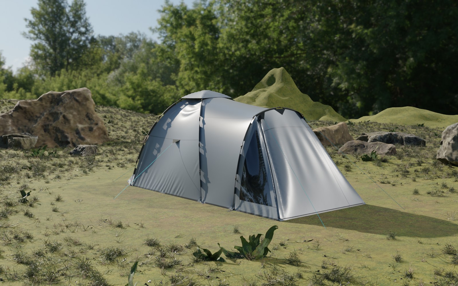 Cycles photoreal render: Biker Plus S.E. pitched on a meadow